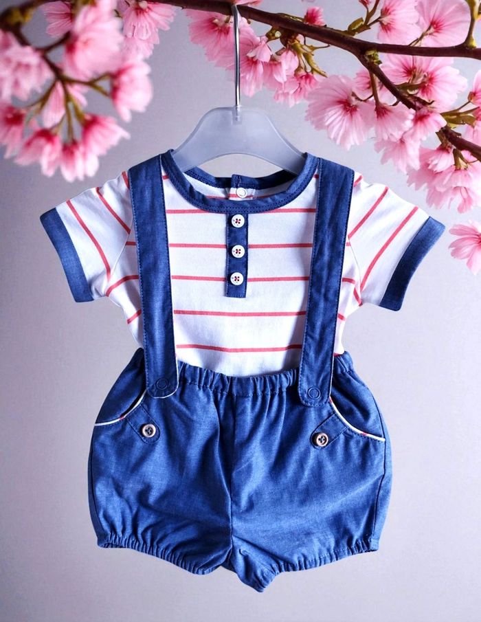 SERGENT MAJOR - NEW - 2P BÉBÉ GARCON SALOPETTE SHORT + TEE-SHIRT ASSORTI 1M - photo numéro 2