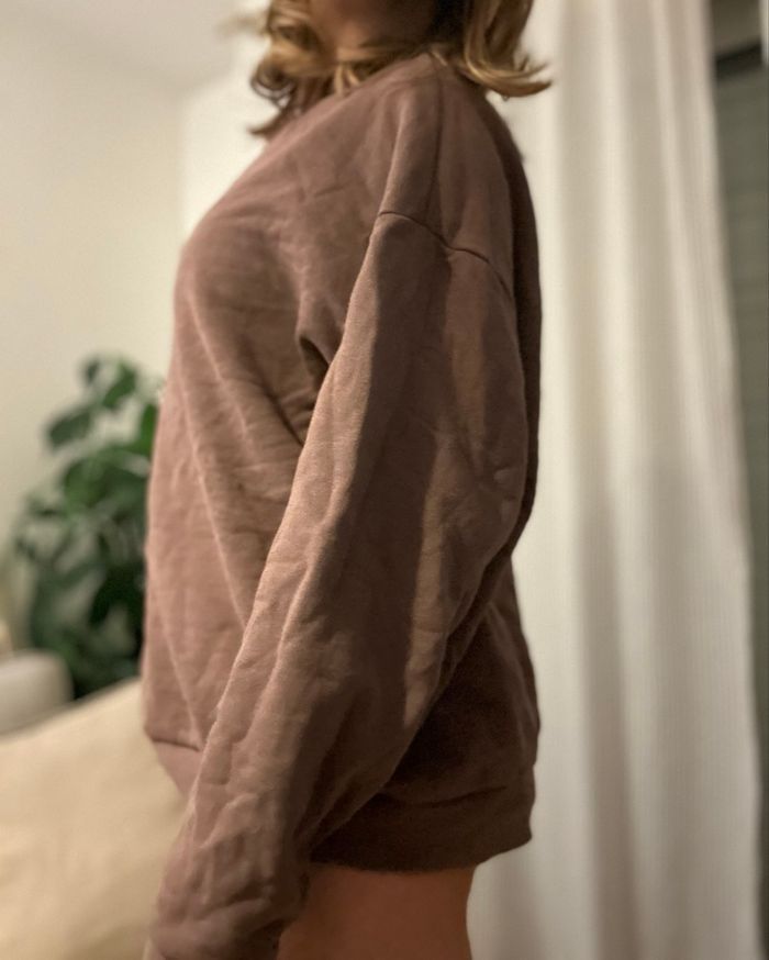 Pull couleur marron /violet ados design taille M - photo numéro 4