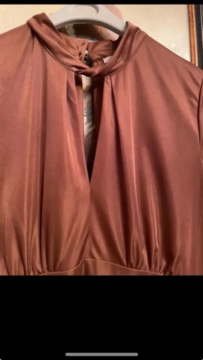 Robe automnale midi marron taille M H&M - photo numéro 3