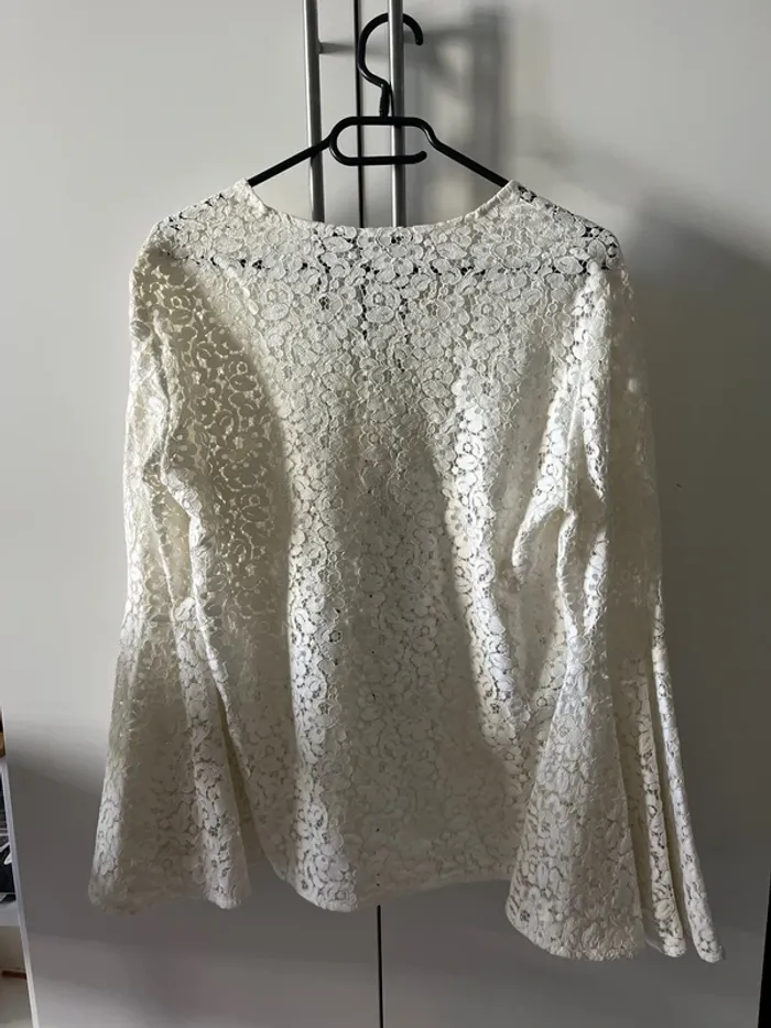 Blouse Zara blanche dentelle - photo numéro 3