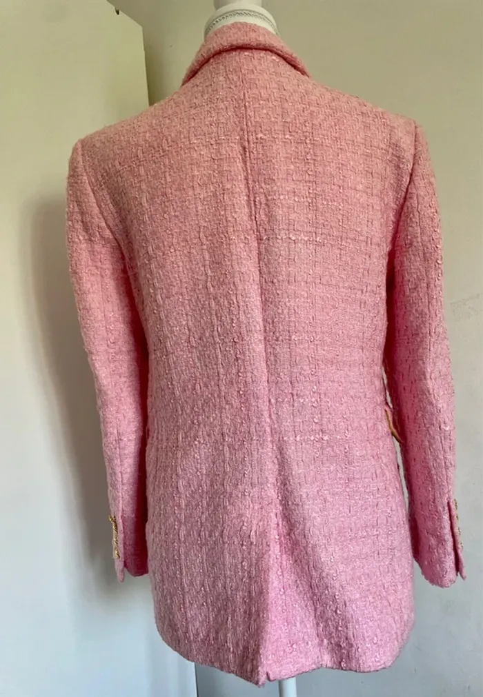 Veste blazer Zara texturé rose taille S - photo numéro 6