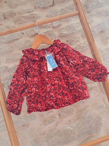 Neuf 🏷 Blouse jacadi liberty Wiltshire rouge 18 mois