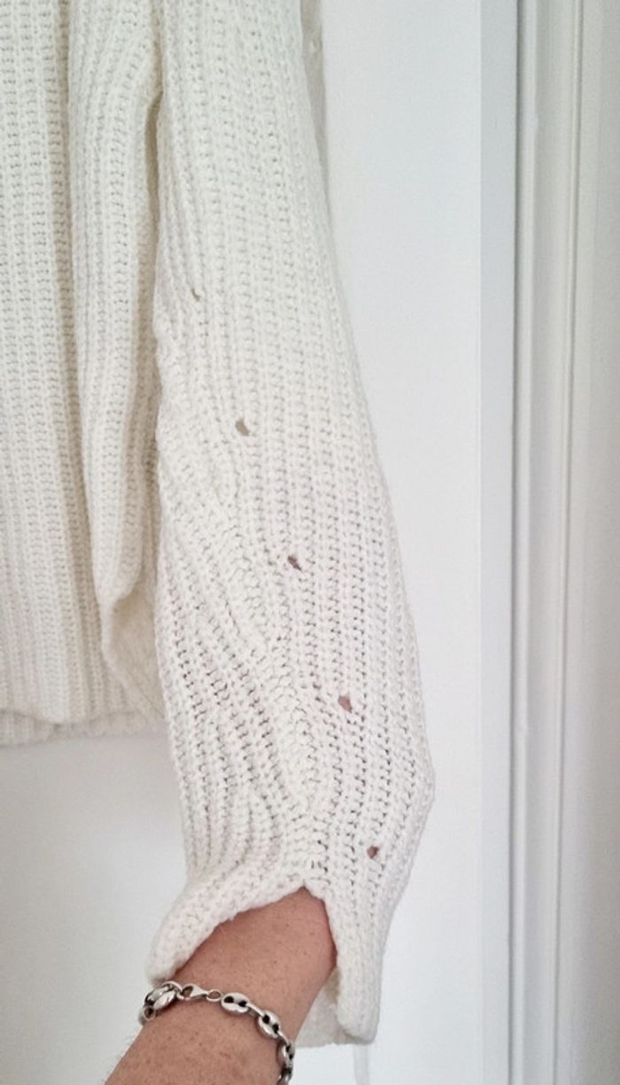 Pull blanc col v 36/38 h&m - photo numéro 3