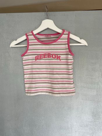 Débardeur à rayures roses et vertes Reebok taille 6 ans 