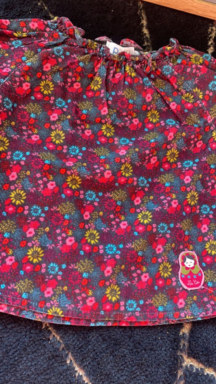 Blouse velours fleurie 9 mois - photo numéro 2