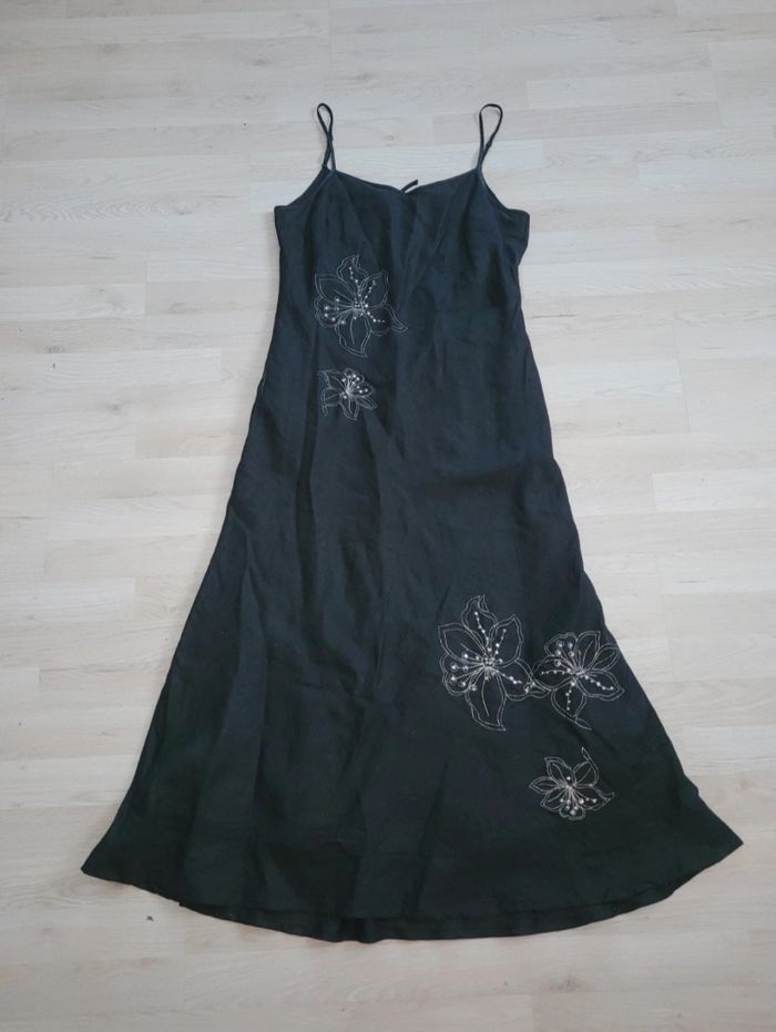 Robe longue noire deco fleur - photo numéro 9