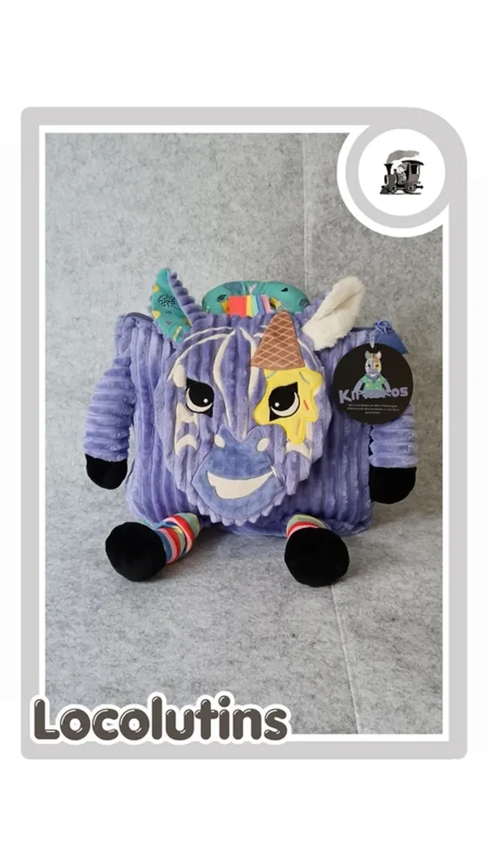 🚂 Sac à dos enfant Déglingos Kiprokos ▪ zèbre licorne violet turquoise