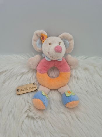 Doudou hochet Souris Multicolore Nattou