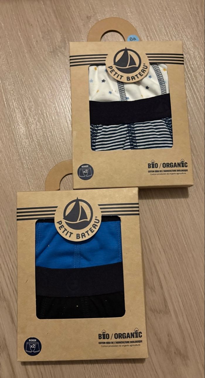 2 lots de 2 boxers ,petit bateau,garçon,6 ans