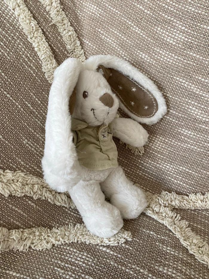 Peluche doudou 20cm Pommette Lapin blanc et marron beige très bon état - photo numéro 2