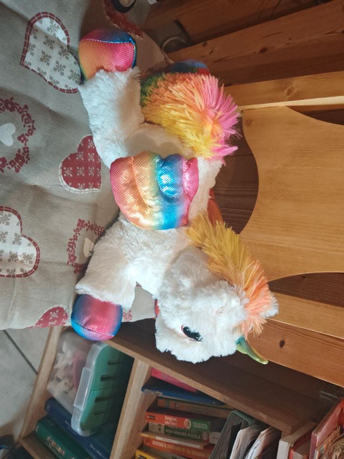 Peluche licorne blanche multicolore - photo numéro 3