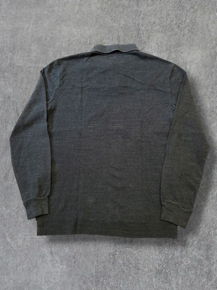 Polo Ralph Lauren manches longues long sleeve gris chiné logo brodé violet 100% coton - S - photo numéro 3