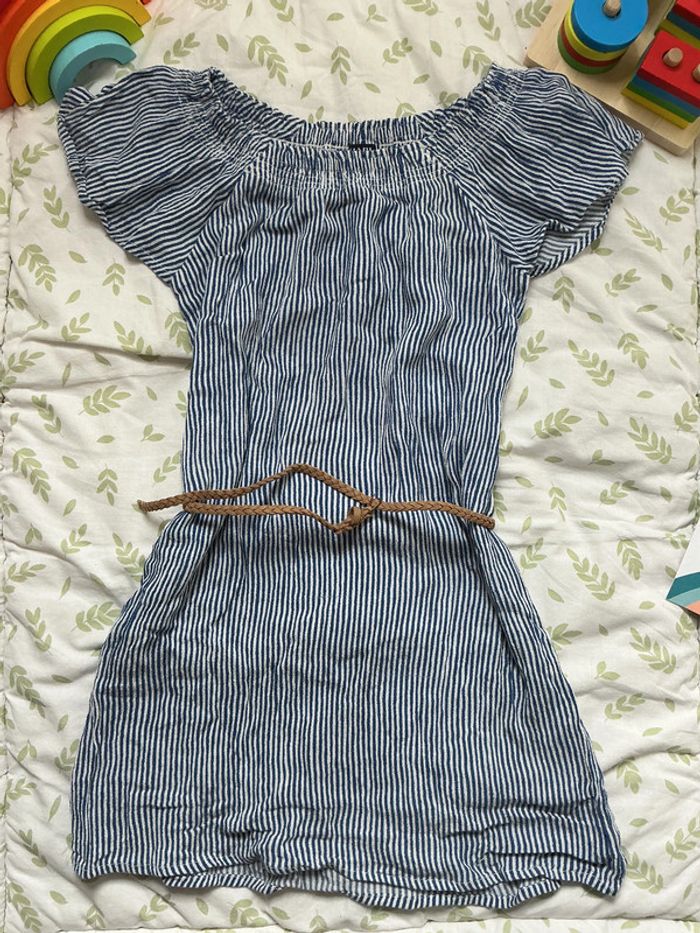 robe manches courtes rayé bleu et blanc 4 ans kiabi - photo numéro 3