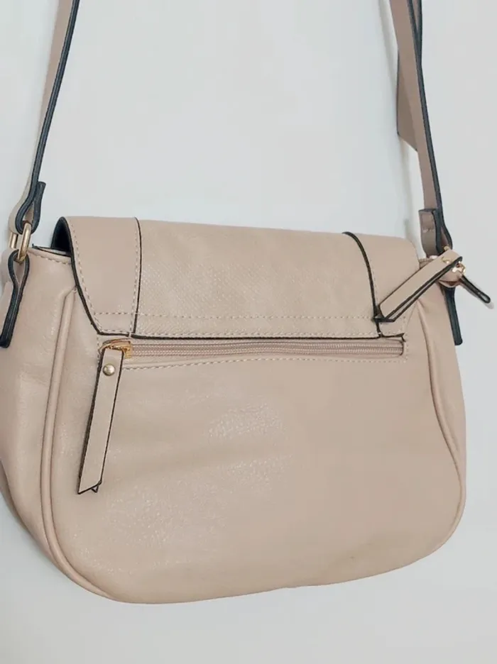 Sac à main effet cuir demi-lune bandoulière beige y2k - photo numéro 6