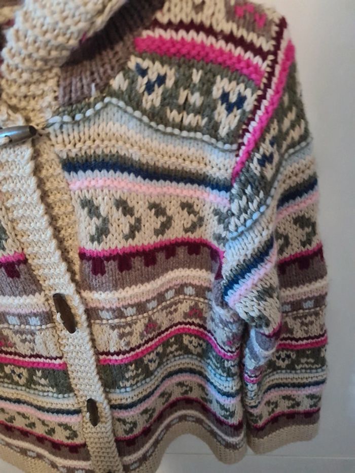 Pull gilet laine à capuche vintage - photo numéro 3