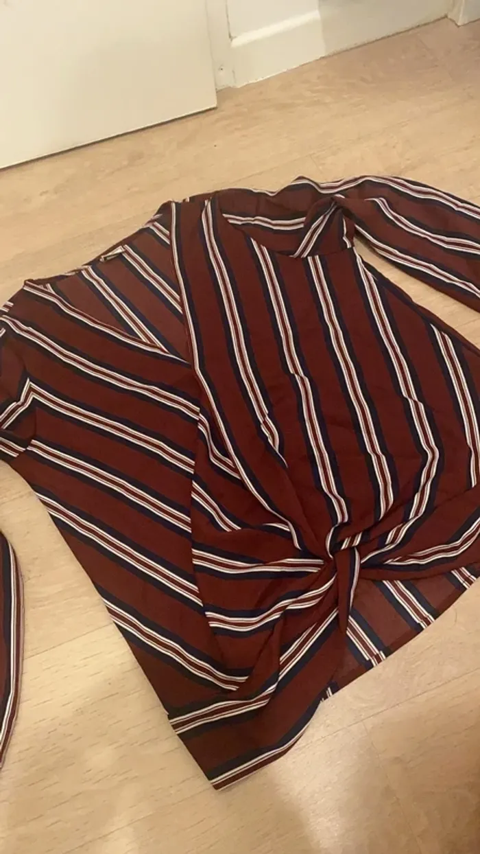 Haut pimkie rayé bordeaux m 38