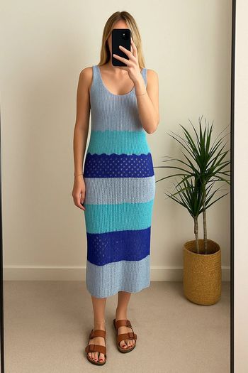 Robe longue maille bleue Alchemia Tricot – Taille unique Neuve