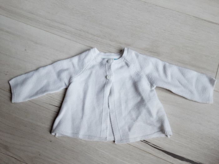 Vêtement bébé mixte fille garçon gilet blanc Obaïbi 3 mois
