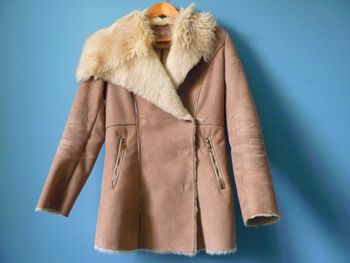 Manteau fourrure guess los angeles Femme XS 34 beige TBE