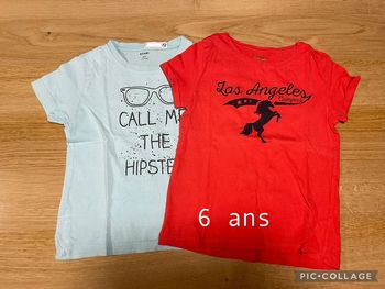 Lot 2 tshirts MC 6 ans