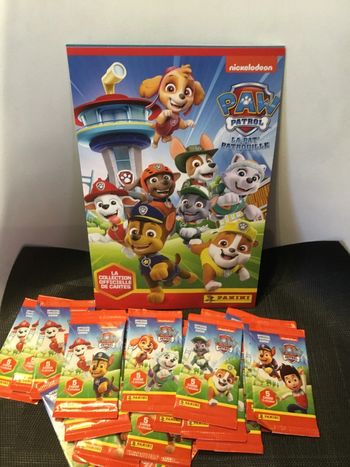 Panini la Pat Patrouille lot 1 boîte de rangement + 24 paquets pochettes de 5 cartes + 1 stickers
