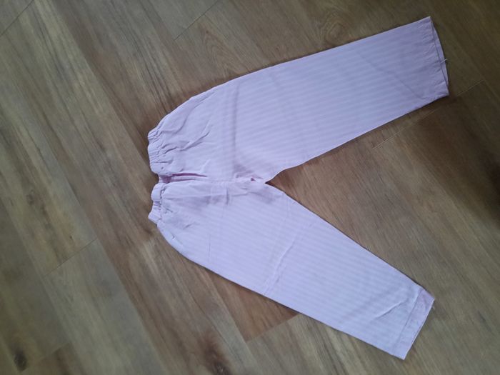 Pantalon/bas de pyjama fille rayé rose et blanc TAO 4 ans - photo numéro 3