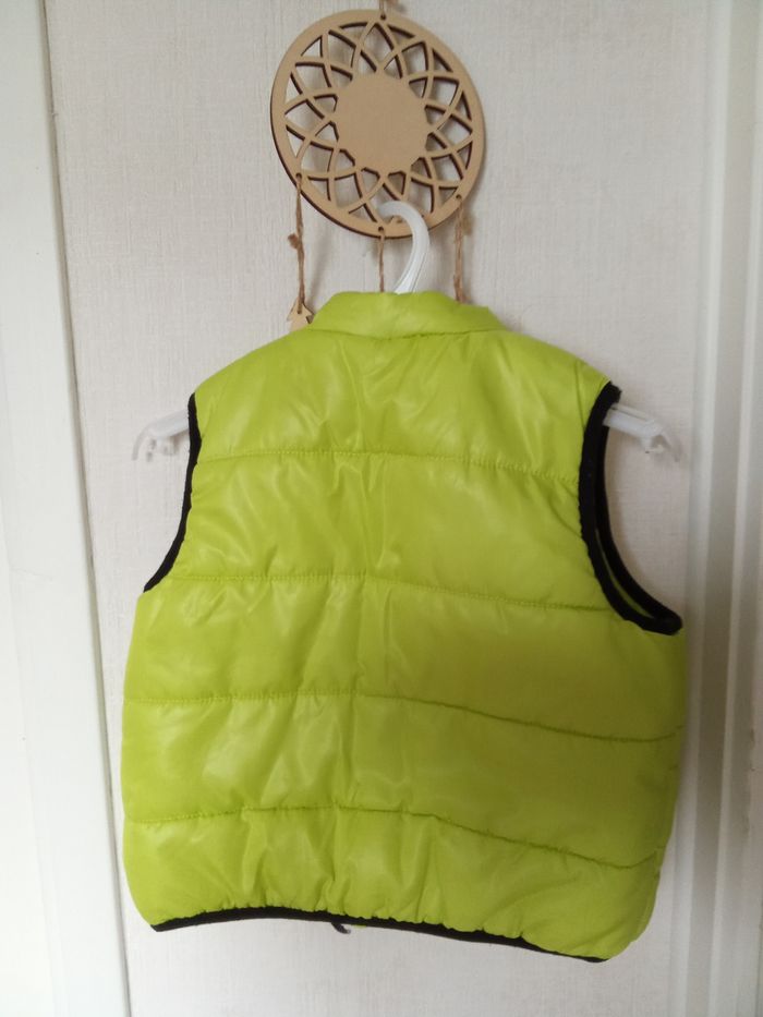 Veste, doudoune sans manches garçon, vert  anis, jaune,  kitchoun 18 mois, mi saison, - photo numéro 2