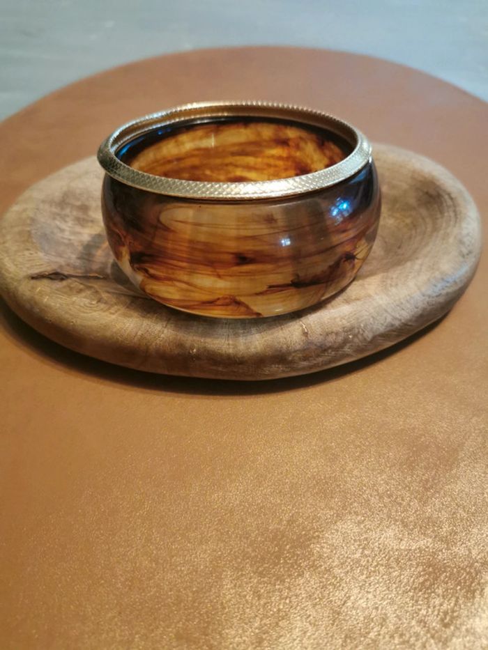 2 bracelets tendance marron et doré