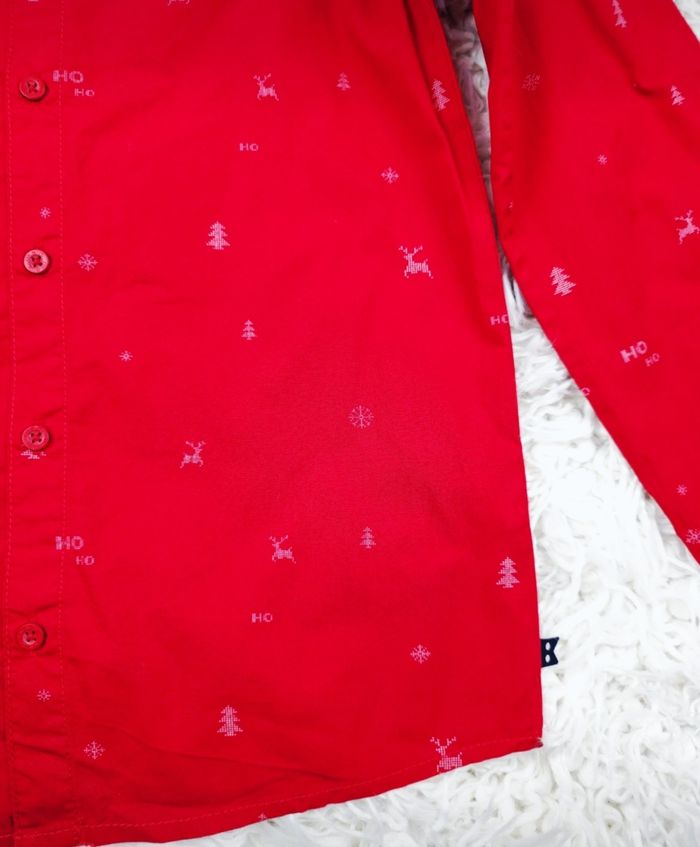 Chemise de Noël manches longues rouge et blanche Garçon taille 10 ans marque Okaidi 🎸 - photo numéro 3