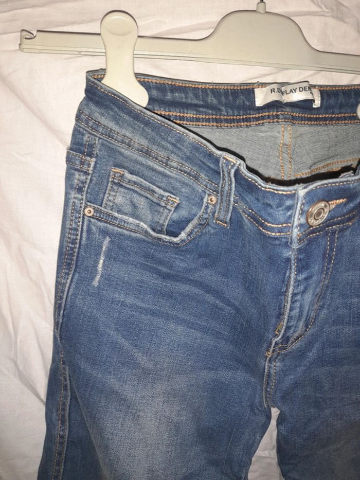 Jeans style usé bleu - photo numéro 4