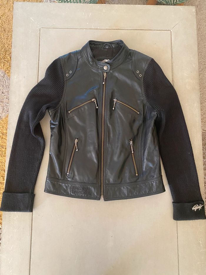 Blouson Harley Davidson en cuir noit taille S - photo numéro 13