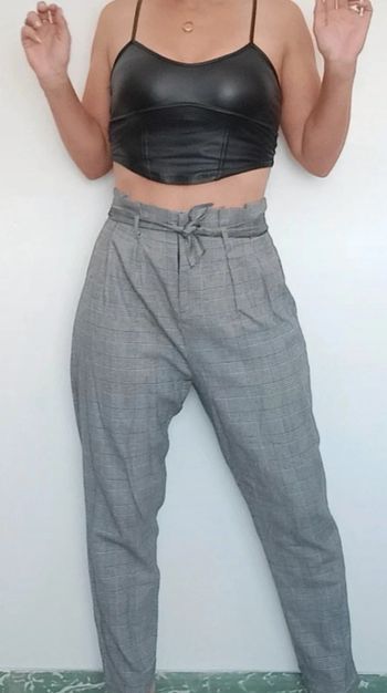 Pantalon carreaux carotte fluide taille haute36