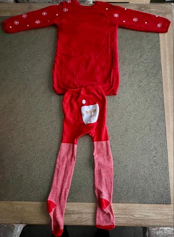 Ensemble Pull de Noël Pingouins + Collant pour fille