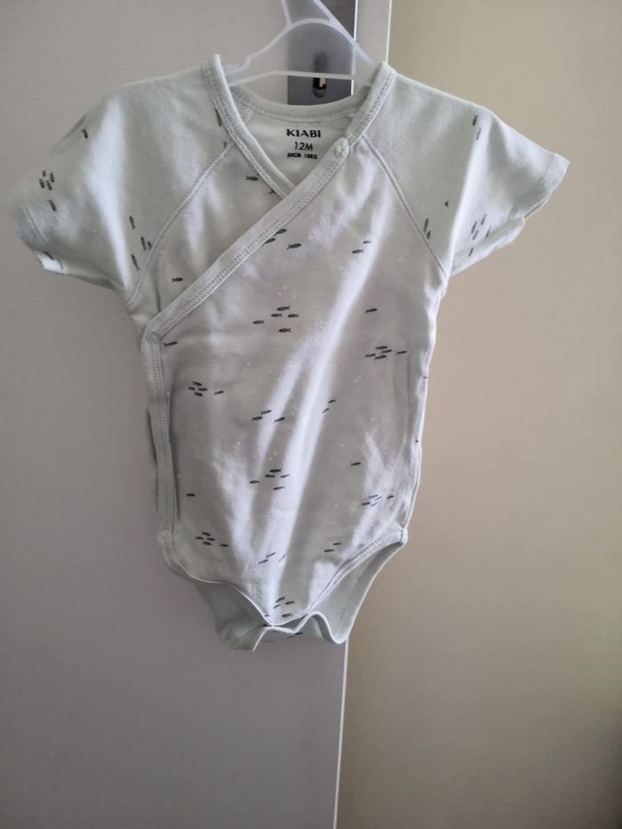 Lot de 3 bodies avec col croisé (Vert et Beige, manches courtes) 12 mois (80 cm) Kiabi - photo numéro 4