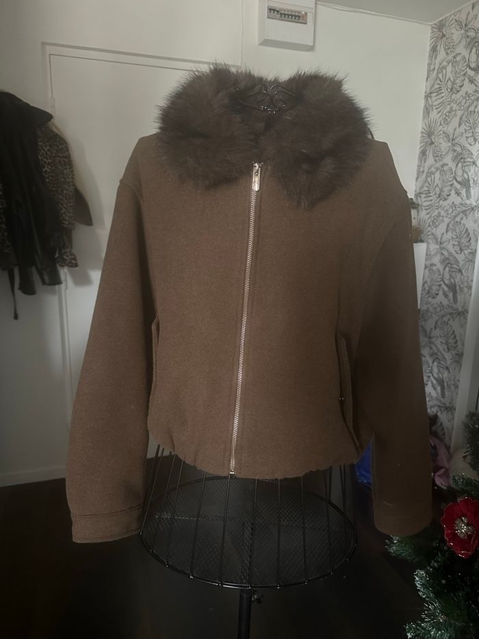Manteau veste fourrure marron Zara - photo numéro 4