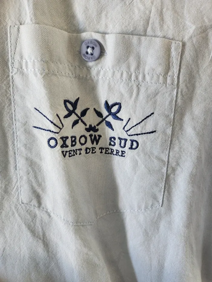 Chemise manches courtes Oxbow excellent état Taille S bleue clair uni - photo numéro 3