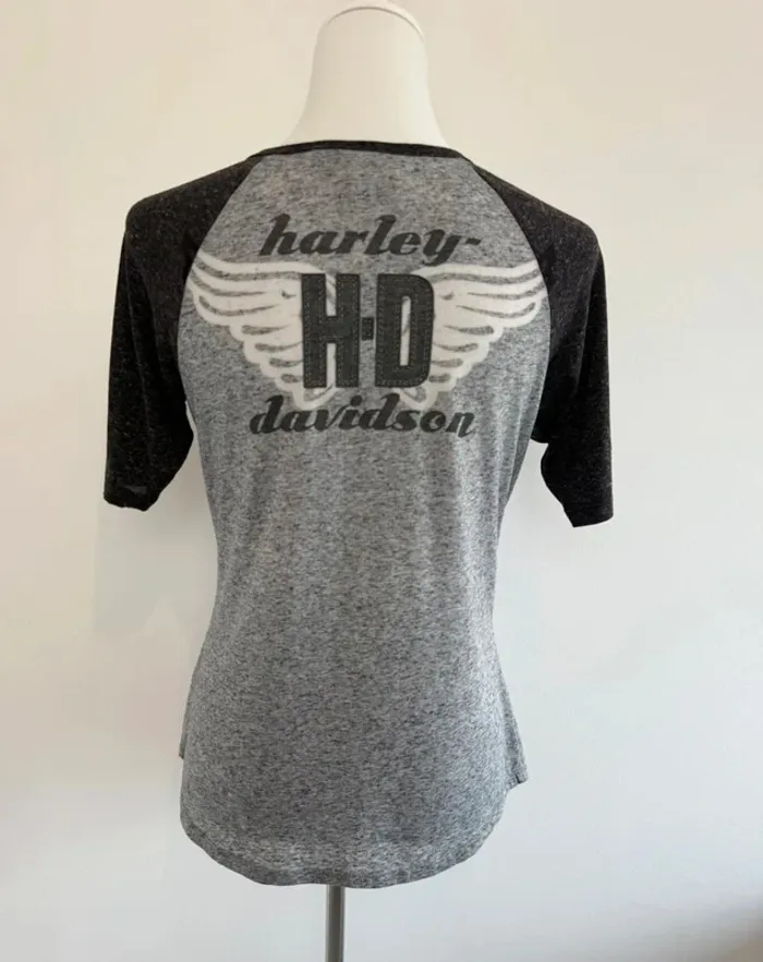 T-shirt Harley Davidson femme noir et gris taille M super état