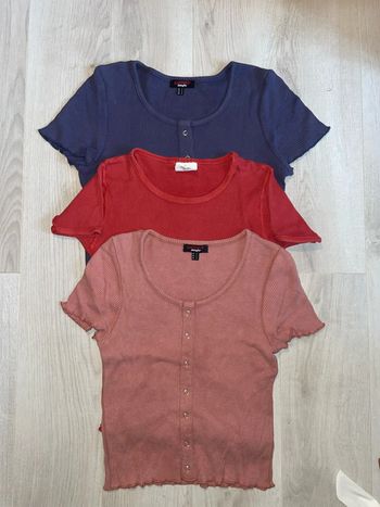 lot 3 tee shirts effet côtelé