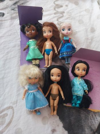 Lot 6 poupées miniatures Animators Princesses Disney Tiana Jasmine