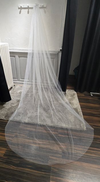 Voile mariée long 3 mètre tulle avec paillette argente