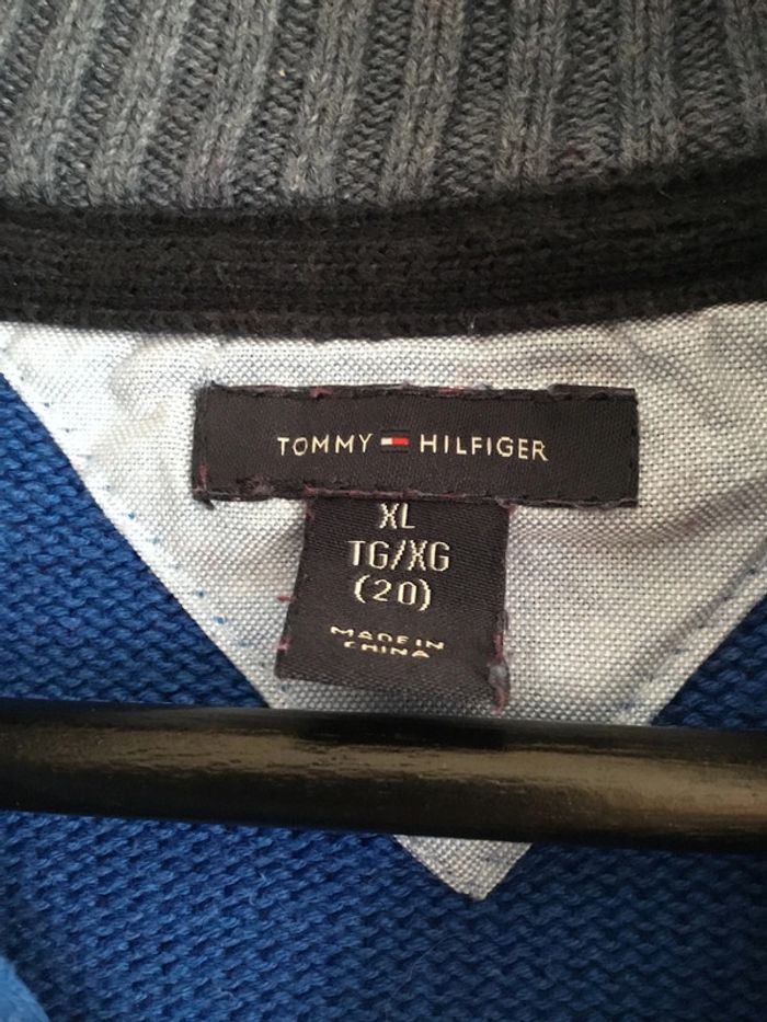 Pull 1/4 zip enfant Tommy Hilfiger tricolore taille XL O71 - photo numéro 5