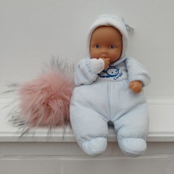 Doudou poupée babypouce bleu mouton