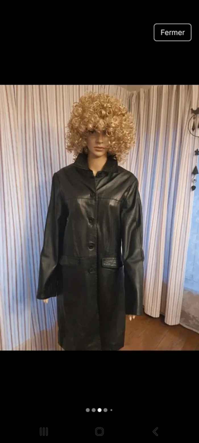 Manteau vintage cuir noir Authentic taille 42 - photo numéro 3