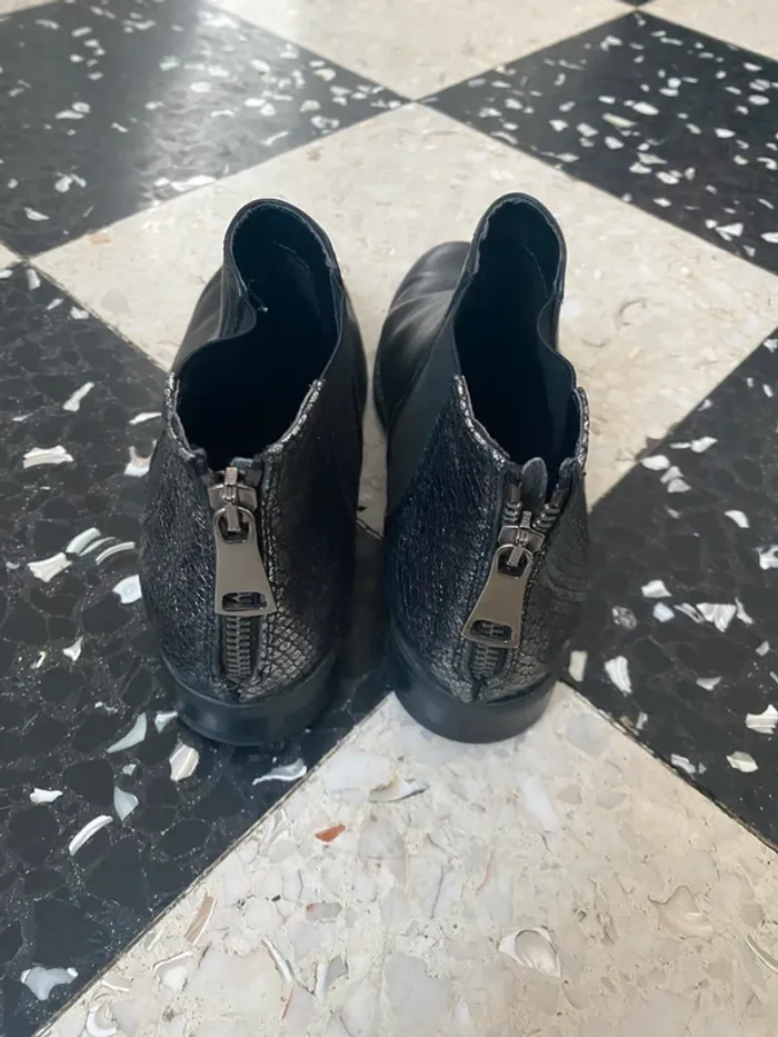Bottines André noires cuir – T36 – fermeture zippée arrière - photo numéro 3