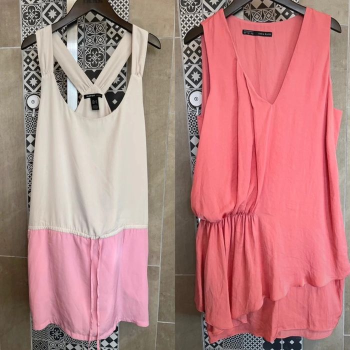 Robe bicolore Mango + Robe corail Zara