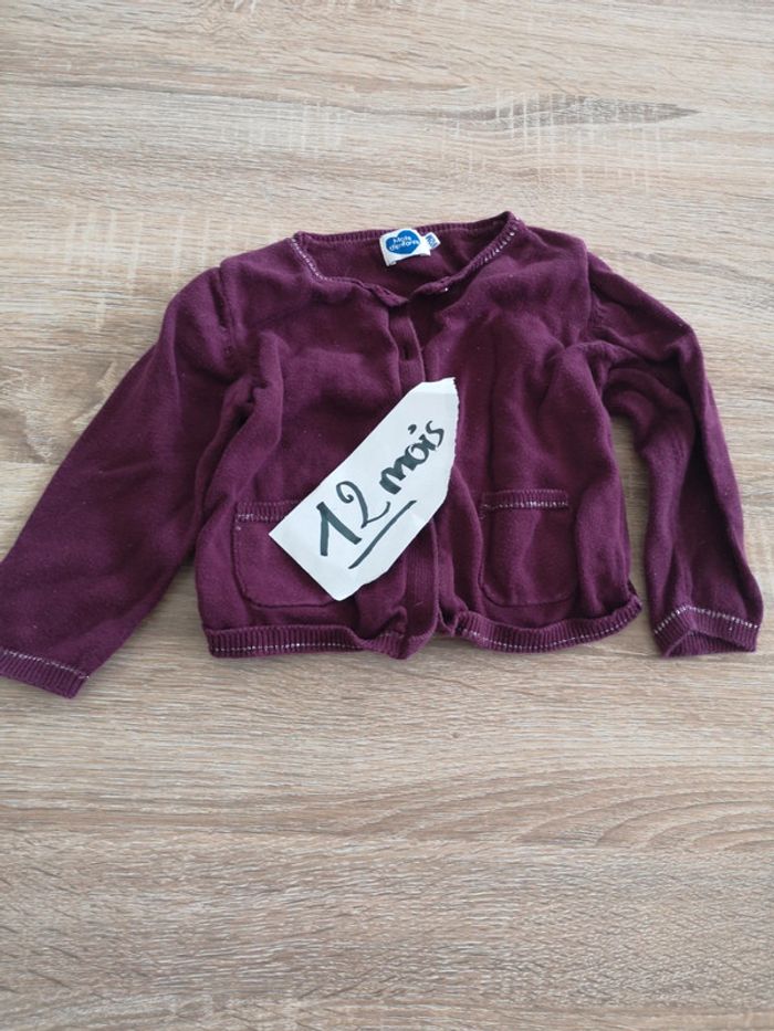 Gilet violet bébé 12 mois