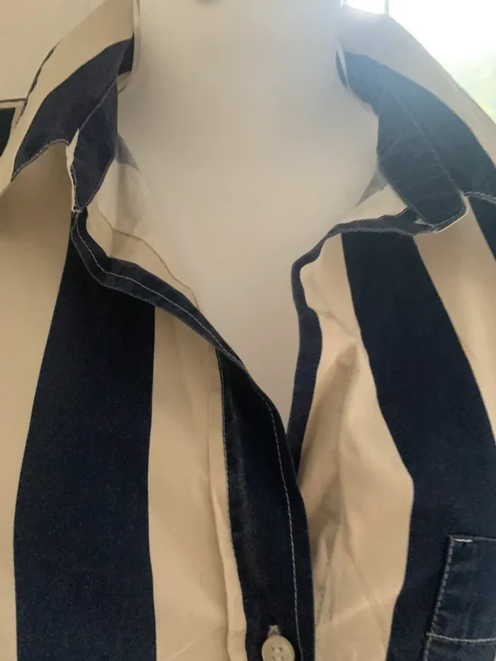 Chemise Zara oversize bleu et crème taille XL - photo numéro 7