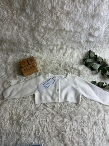 Cardigan bébé fille cérémonie blanc Jacadi taille 6 mois