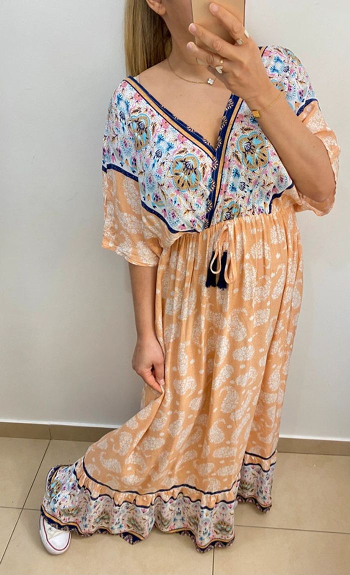 Jolie Robe Longue Imprimée Pashmina Taille L - photo numéro 4