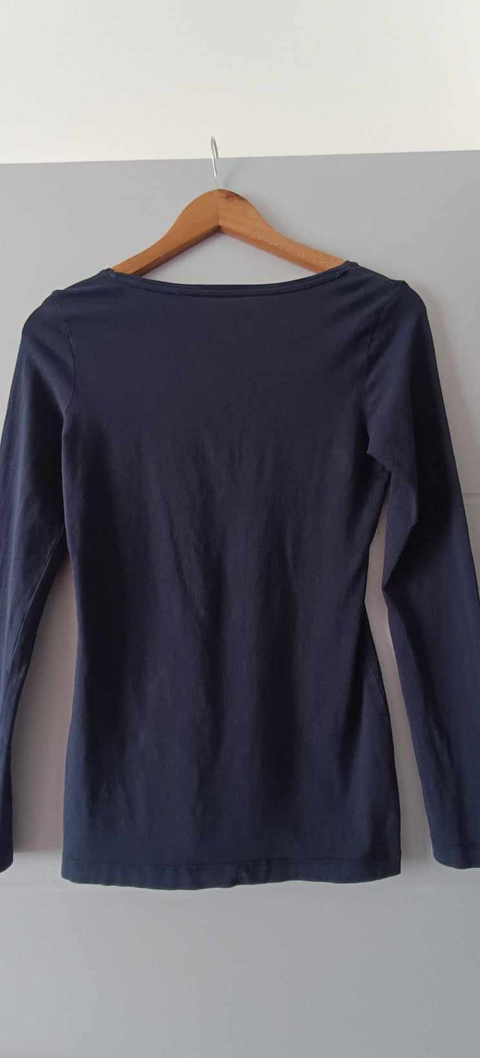 T-shirt bleu marine manches longues col V "ESPRIT" Taille S - photo numéro 2